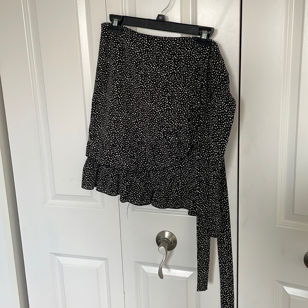 Black Spotted Ruffle Skirt